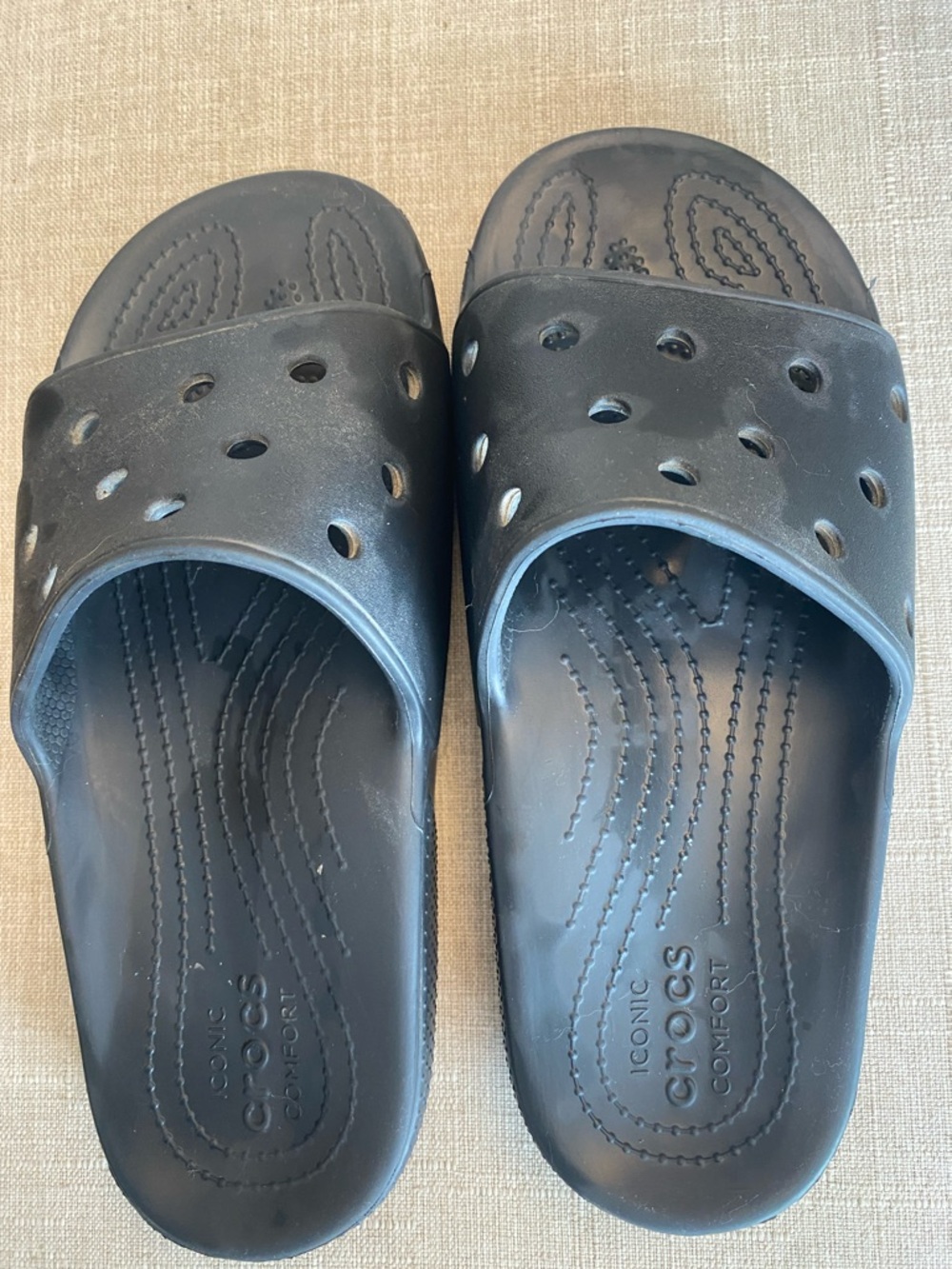 CROCS Black Slide Sandals with Vent Holes